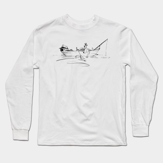 Relaxing in a Boat Long Sleeve T-Shirt by Jason's Doodles